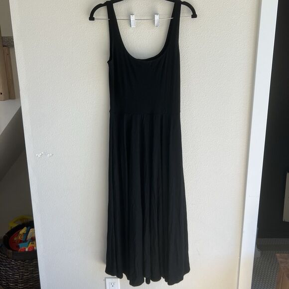 Reformation Black Stretchy Classic Casual Scoop Neck Flowy Maxi Dress Medium - Picture 3 of 13